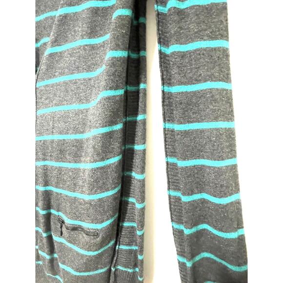 Theory Lonnie S Cashcotton Gray Apollo Stripe Cashmere Blend Cardigan Large - Picture 3 of 11